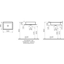 VitrA  Nuo 7436B003-0016 Dikdörtgen Çanak Lavabo, 50 cm
