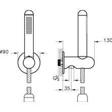 VitrA Liquid A42796 1F El Duşu Takımı, Krom