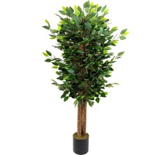 TeknoTrust Yapay Benjamin Ağacı, Siyah Saksıda, 150 cm, Yoğun Yeşil Yapraklar