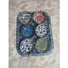 Silk Es Collections Otantik Desenli 6'lı Çerezlik, Kahvaltılık ve İkramlık Metal Sunum Kase Takımı