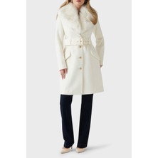 Marciano By Guess Loreta Yün Karışımlı Regular Fit Kemerli Peluş Yaka Kaban 4BGL041799Z Bayan Kaban 4BGL04 1799Z F1AB