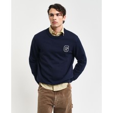 Gant Erkek Lacivert Relaxed Fit Bisiklet Yaka Logolu Kazak 8030221.433
