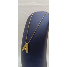 Alina Aksesuar 316 L Paslanmaz Çelik Gold/altın Balon A Harfi Kolye