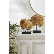 TeknoTrust Şık Altın Renkli Polyester Palm Biblo 24.5x8x28 cm Dekorasyon Parçası