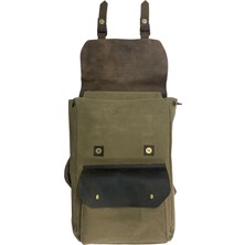 Vintage Kanvas Deri Su Geçirmez Unisex Laptop Bölmeli Okul Seyahat Kamp Sırt Çantası 31 cm x 44 cm