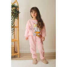 Sacro Kids Daisy Duck Desenli Eşofman-Sweatshirt 3 Iplik Şardonlu Kışlık Kız Çocuk Takım