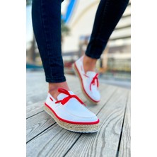 Yasaba Accessories CH311 Espadril Erkek Ayakkabı Beyaz/kırmızı