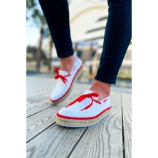 Yasaba Accessories CH311 Espadril Erkek Ayakkabı Beyaz/kırmızı