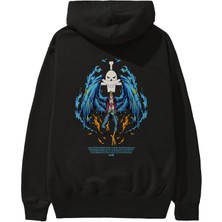 Ankhises Marco Anime Arka Baskılı Siyah Oversize Kapüşonlu Sweatshirt Erkek Kadın