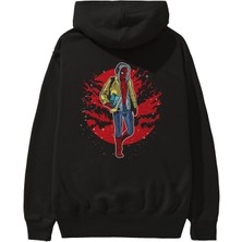Ankhises Spıderman 2 Arka Baskılı Siyah Oversize Kapüşonlu Sweatshirt Erkek Kadın