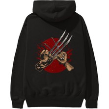 Ankhises Like Father Like Daughter Arka Baskılı Siyah Oversize Kapüşonlu Sweatshirt Erkek Kadın