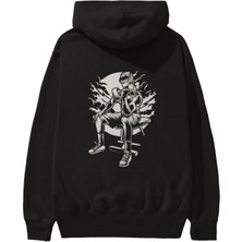 Ankhises No Pain No Gain Arka Baskılı Siyah Oversize Kapüşonlu Sweatshirt Erkek Kadın