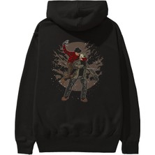 Ankhises Freddy Vs Jason Arka Baskılı Siyah Oversize Kapüşonlu Sweatshirt Erkek Kadın