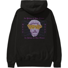 Ankhises As Yellow As Sunflower Arka Baskılı Siyah Oversize Kapüşonlu Sweatshirt Erkek Kadın