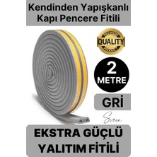 Svein 1. Sınıf Gri Kapı Pencere Soğuk Toz Geçirmez İzolasyon Fitili Yapışkanlı Isı Yalıtım 2x1=2 mt