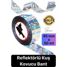 Svein Kuş Kondurmaz Rahatsız Eden Şerit Bant 45 mm x 50 mt Yansıtıcı Kuşsavar Çatı Hologram Bandı