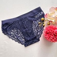 Dantelli ve Lazer Kesim Bikini Model Külot - Lacivert 38-40 B