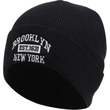 Pissos Brooklyn Nakışlı Bere 3'lü Paket Kışlık Katlamalı Trend Şapka