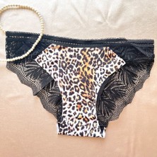 Leoparlı Dantelli Bikini Model Külot 38-40 B