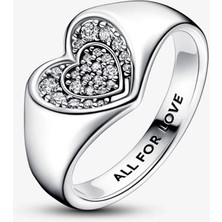 Hector Co Jewellery Kalp Pavé Mühür Gümüş Yüzük