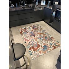 Rugs Modern Krem Tonlarda Ağaçlı Hayvanlı Desenli Dokuma Taban Halı MIRAVIP395
