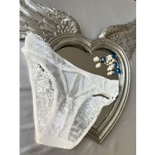 Dantelli ve Bant Detaylı Bikini Model Külot -Beyaz 38-40 B