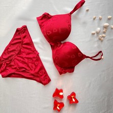 Karaz Kalpli Dolgulu Sütyen Takımı - Vişne 75-B