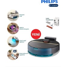 Philips Günlük Zahmetsiz Islak ve Kuru Derinlemesine Temizlik 7000 Islak Kuru Robot Süpürge, 5000 Pa,titreşimli Mop,sert Zemin ve Halıya Uygun Wi-Fi Ile Telefon ile Kontrol+Temizlik Seti