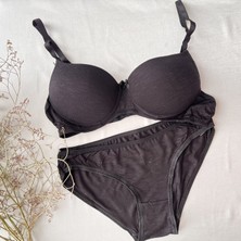 Karaz Sütyen Takım Flamlı Dolu Siyah 85-B