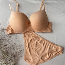 Karaz Sütyen Takım Flamlı Dolu Ten 75-B