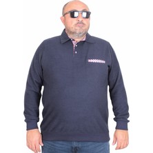 Moc Grande Erkek Büyük Beden Polo Yaka Sweat Flota Cep 24407 Lacıvert