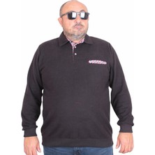 Moc Grande Erkek Büyük Beden Polo Yaka Sweat Flota Cep 24407 Sıyah