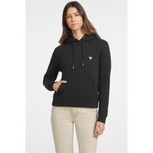Kadın Gj Mini Patch Kapüşonlu Sweatshirt - Siyah
