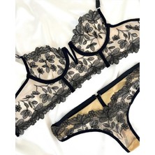 BKT-8001 Siyah/gold Brode Sütyen Takım 75-B