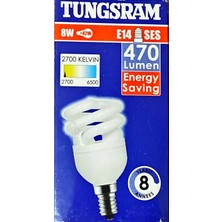 Tungsram 8 Watt Tasarruflu Spiral Ampul-Sarı Işık