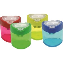 Bu-Bu Kalemtıraş Şeffaf Üçgen Çiftli Hazneli 4 Renk