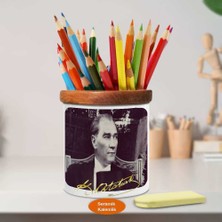 Asilmeydan Asil Duruşlu Mustafa Kemal Atatürk Ahşap Seramik Kalemlik-768