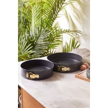 Mediterian Altıgen şekilli, çiftli, kelepçeli, şık kek kalıbı seti, kolay kullanım, altın renk