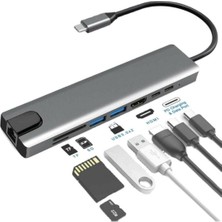 Pro Air USB Type-C Hub Dönüştürücü Çevirici Çoklayıcı USB Hdmı Micro Sd 8 Girişli
