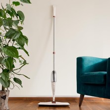 Store 13279 Deterjan Hazneli 360 Derece Dönebilen Sprey Mop Yedek Bezli Temizlik Paspası - Krem