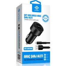 3.1A Çift USB Girişli (Iphone) Kablolu Araç Şarj Aleti Arbaks ARB-606