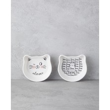 English Home Mingle Cats Seramik 2'li Kase 14 cm Beyaz