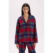 DeFacto Fall in Love Pijama Takımı Kareli Flanel Uzun Kollu Üst Esnek Belli Uzun Alt V4015AZ24WN