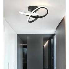 Mediterian Şık Siyah Boomerang Led Tavan Avizesi, Modern ve Elegant Tasarım, Metal Malzeme, 1 Ampüllü