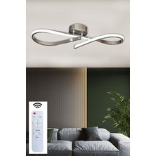 Mediterian 3 Renk Kumandalı Led Avize, Modern ve Şık Tasarım, Krom Kasa, Alüminyum, 75x22 cm