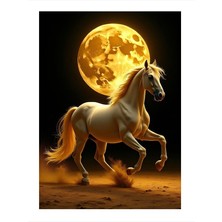 Tablomega Ay Işığında Beyaz At Art Mdf Poster 25CMX 35CM