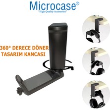 Microcase Masaya Monte Ayarlanabilir 360 Derece Döner Oyuncu Kulaklık Eşya Vb. Tutucu Stand