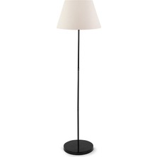 Mediterian Şık Siyah Metal Ayaklı Modern Lambader, Krem Başlıklı, 101-150 cm yükseklik