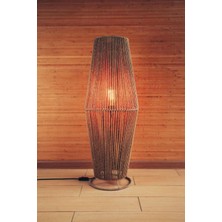 Mediterian Modern gri dokuma yer lambası, ip ışık ve fişli aydınlatma seçeneği