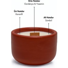 Candle Purr Whispering Gardenia 200G Soya Mumu Kiremit Kırmızısı El Yapımı Beton Kapta